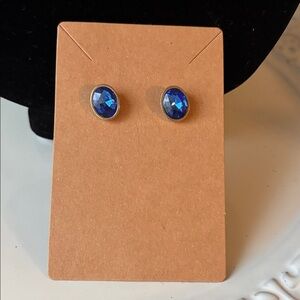 Elegant Blue Oval Stud Earrings